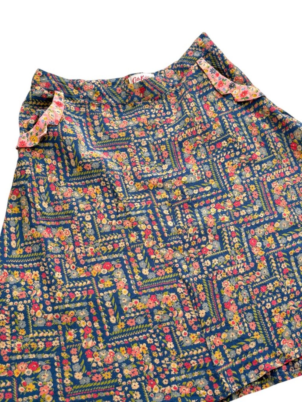 Cath Kidston A Line Skirt Size 4 Blue Pink Floral Retro Look